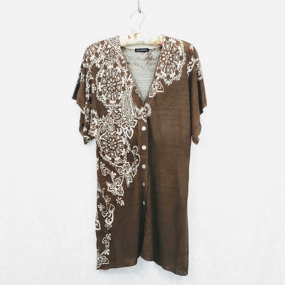 Gaby & Eden Short Sleeve Button Down Tunic Top